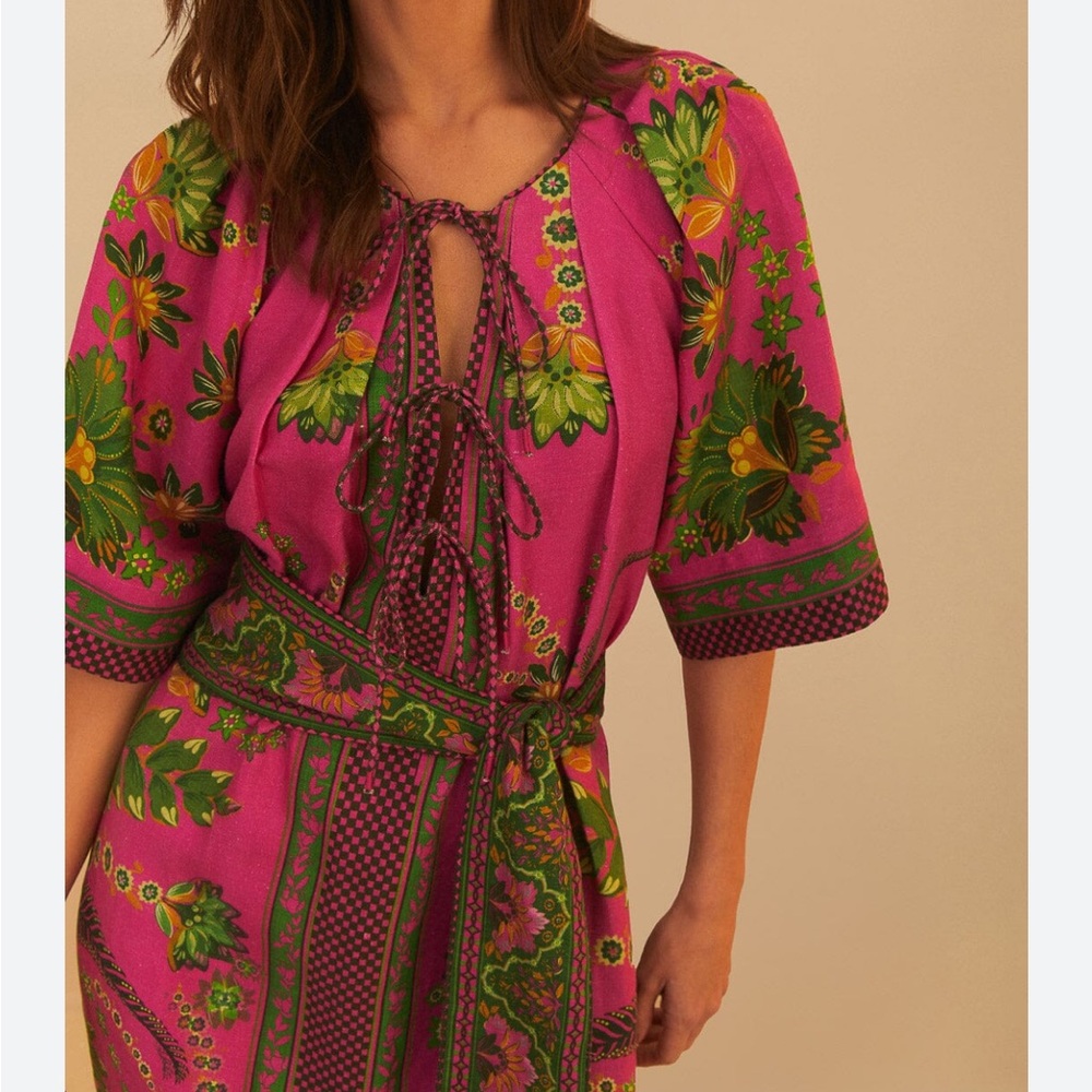 Farm Rio Self Tie Maxi Floral Dress